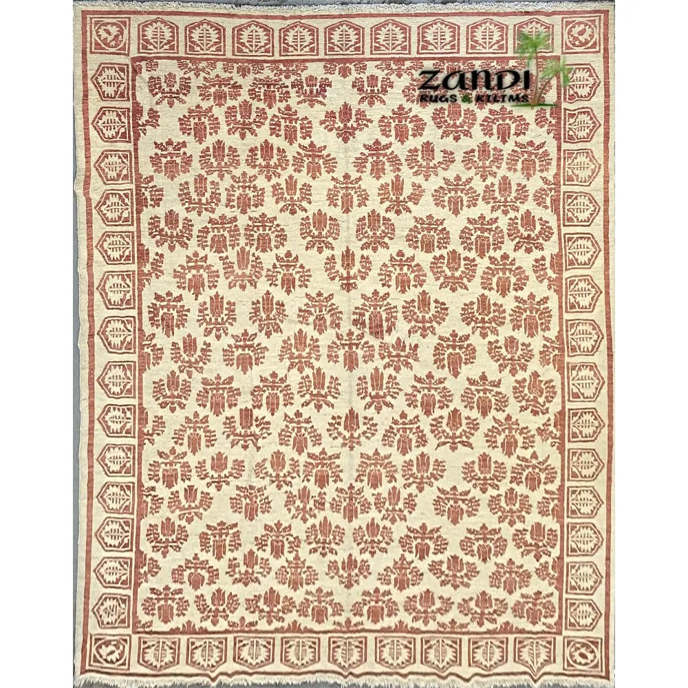 Hand Knotted One Of The Kind Peshawar And Khotan Rug 9'10" x 13'3" Pes_Kho_12: ABC Rugs Kilims Collection Hand Knotted Afghani Hollywood Design Rug Size 9'10''X13'3'' (Rr11592) (Red, Cream) Hand knotted and meticulously crafted by Afghan artisans, this stunning Afghani Rug Hand 