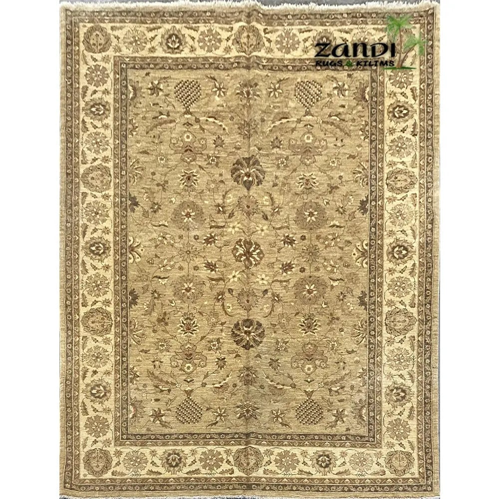 Hand Knotted One Of The Kind Peshawar And Khotan Rug 9'11" x 8'3" Pes_Kho_17: ABC Rugs Kilims Collection Hand Knotted Pakistani Peshawar Traditional Design Rug Size 9'11''X8'3'' (Rr11585) (Z_Abcr03162) (Cream, Camel) Hand knotted and meticulously crafted by Pakistan artisans, t