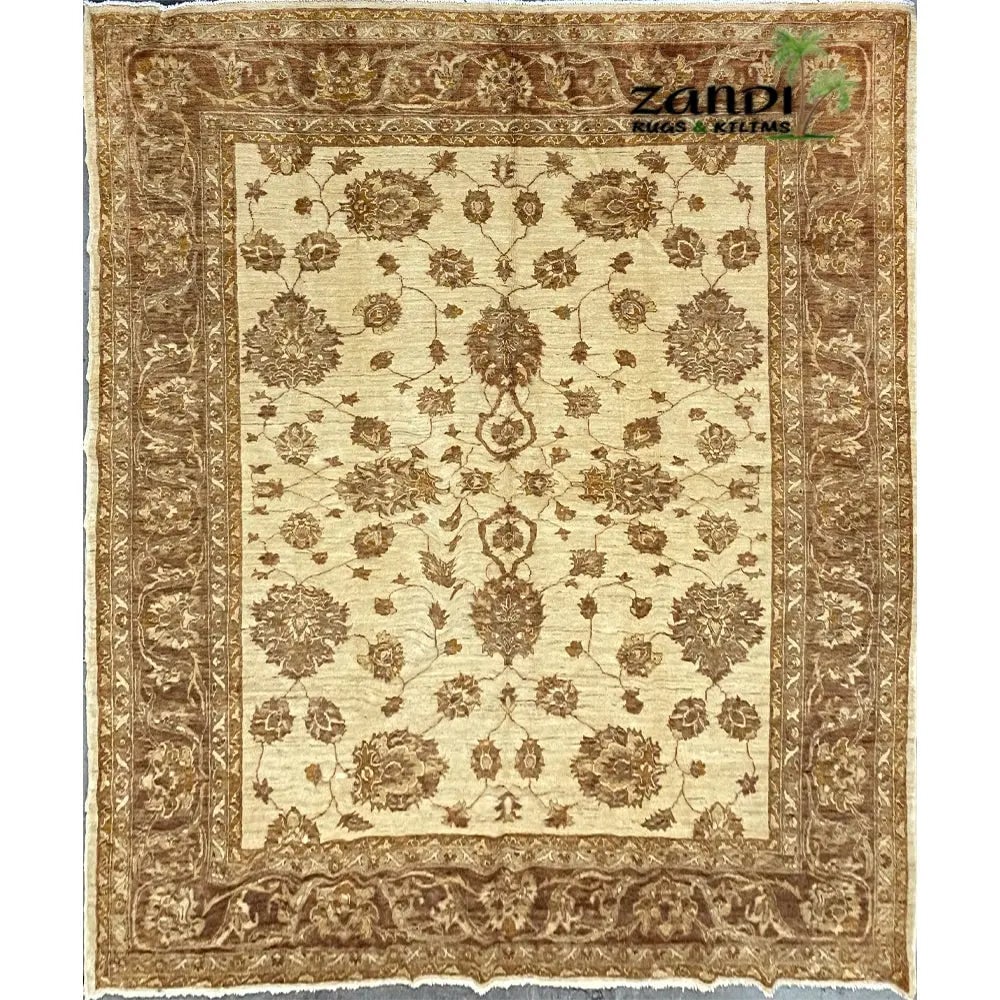 Hand Knotted One Of The Kind Peshawar And Khotan Rug 10'0" x 8'0" Pes_Kho_21: ABC Rugs Kilims Collection Hand Knotted Pakistani Peshawar Traditional Design Rug Size 10'0''X8'0'' (Rr10159) (Cream, Camel) Hand knotted and meticulously crafted by Pakistan artisans, this stunning P