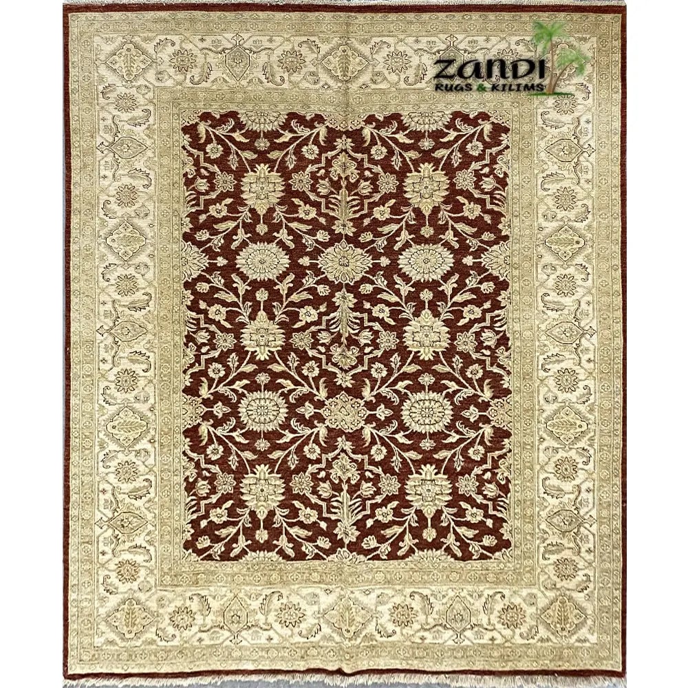 Hand Knotted One Of The Kind Peshawar And Khotan Rug 8'0" x 10'0" Pes_Kho_22: ABC Rugs Kilims Collection Hand Knotted Pakistani Peshawar Traditional Design Rug Size 8'0''X10'0'' (Rr11574) (Z_Pk10678) (Red, Camel) Hand knotted and meticulously crafted by Pakistan artisans, this 