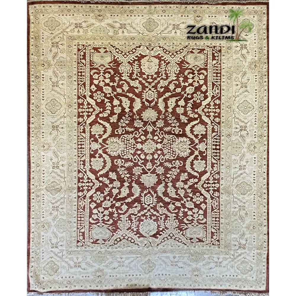Hand Knotted One Of The Kind Peshawar And Khotan Rug 12'3" x 9'1" Pes_Kho_24: ABC Rugs Kilims Collection Hand Knotted Pakistani Peshawar Traditional Design Rug Size 12'3''X9'1'' (Rr10153) (Z_Pk10184) (Red, Camel) Hand knotted and meticulously crafted by Pakistan artisans, this 