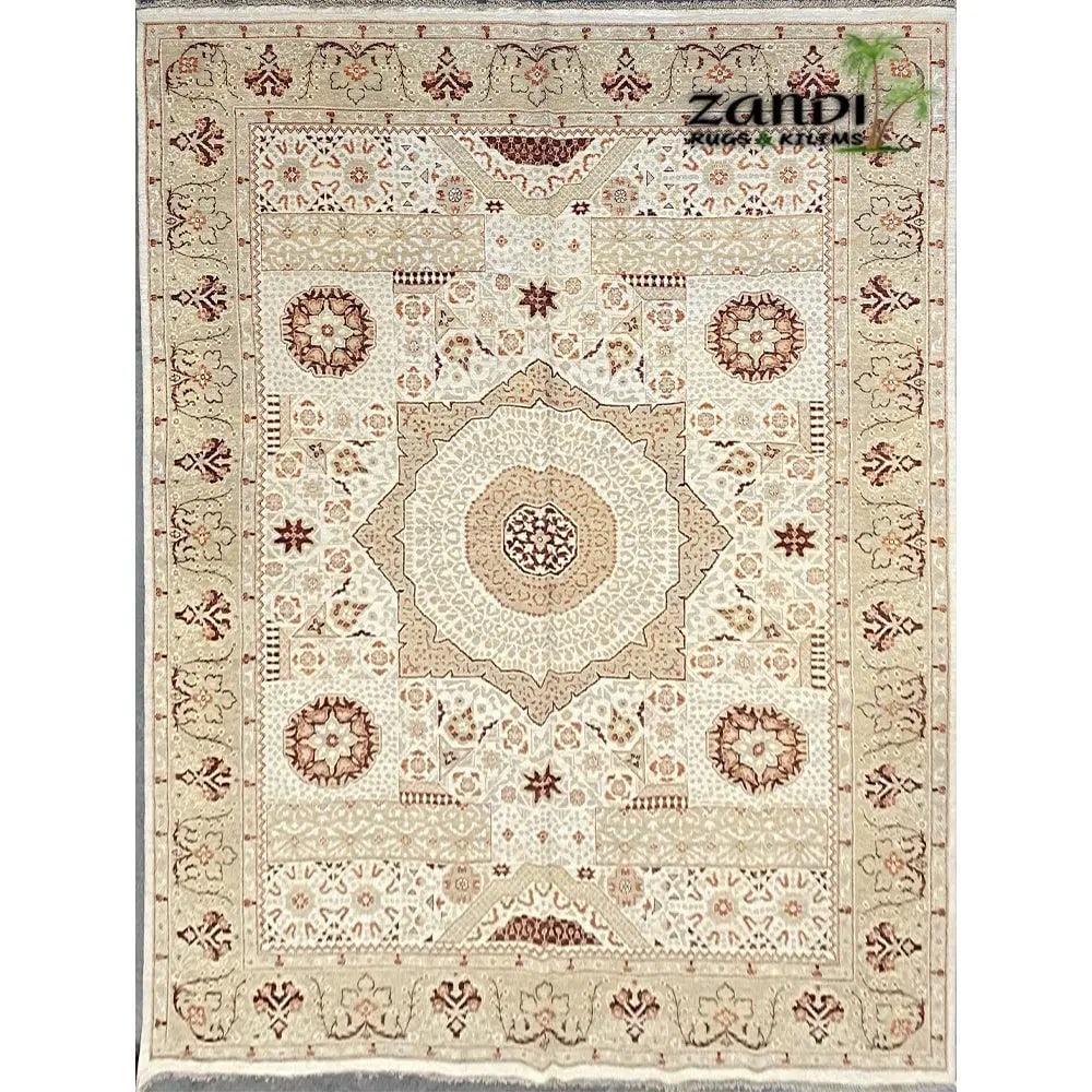 Hand Knotted One Of The Kind Peshawar And Khotan Rug 12'0" x 8'11" Pes_Kho_27: ABC Rugs Kilims Collection Hand Knotted Pakistani Peshawar Traditional Design Rug Size 12'0''X8'11'' (Rr10175) (Z_Abcr01824) (Cream, Red) Hand knotted and meticulously crafted by Pakistan artisans, th