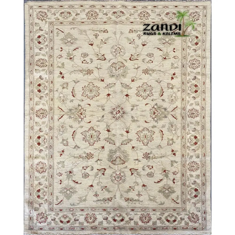 Hand Knotted One Of The Kind Peshawar And Khotan Rug 6'0" x 6'8" Pes_Kho_42: ABC Rugs Kilims Collection Hand Knotted Afghani Khotan Design Rug Size 6'0''X6'8'' (Rr11517) (Z_R-05) (Cream, Red) Hand knotted and meticulously crafted by Afghan artisans, this stunning Afghani Rug H