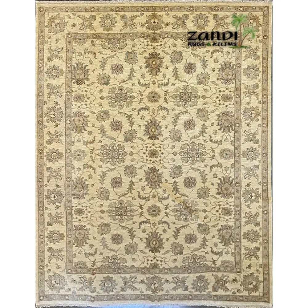 Hand Knotted One Of The Kind Peshawar And Khotan Rug 9'1" x 12'0" Pes_Kho_67: ABC Rugs Kilims Collection Hand Knotted Pakistani Khotan Design Rug Size 9'1''X12'0'' (Rr10198) (Z_8543) (Cream, Camel) Hand knotted and meticulously crafted by Afghan artisans, this stunning Afghani 