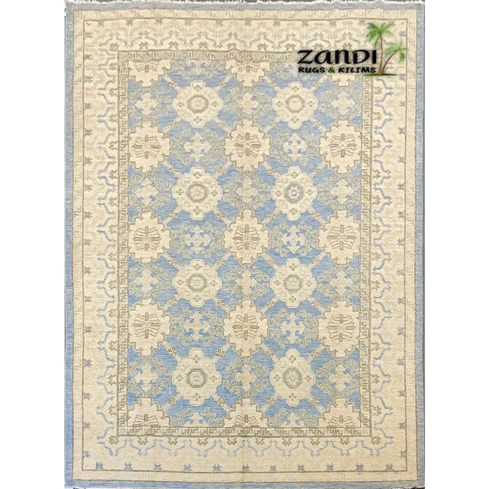 Hand Knotted One Of The Kind Peshawar And Khotan Rug 11'8" x 8'4" Pes_Kho_76: ABC Rugs Kilims Collection Hand Knotted Afghani Khotan Design Rug Size 11'8''X8'4'' (Rr10181) (Z_15) (Cream, Gray) Hand knotted and meticulously crafted by Afghan artisans, this stunning Afghani Rug H