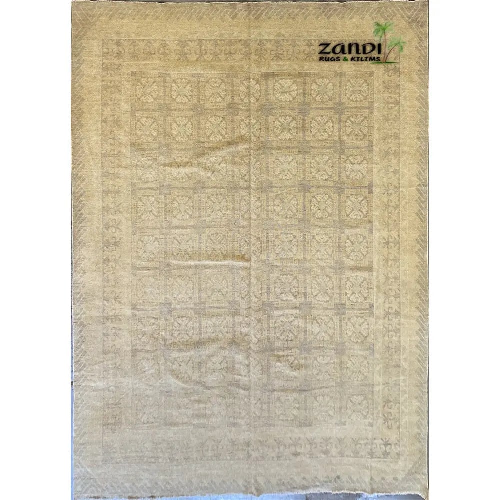 Hand Knotted One Of The Kind Peshawar And Khotan Rug 8'8" x 13'2" Pes_Kho_98: ABC Rugs Kilims Collection Hand Knotted Afghani Khotan Design Rug Size 8'8X13'2 Rr10167 (Z_414) (Cream, Camel) Hand knotted and meticulously crafted by Afghan artisans, this stunning Afghani Rug Hand 