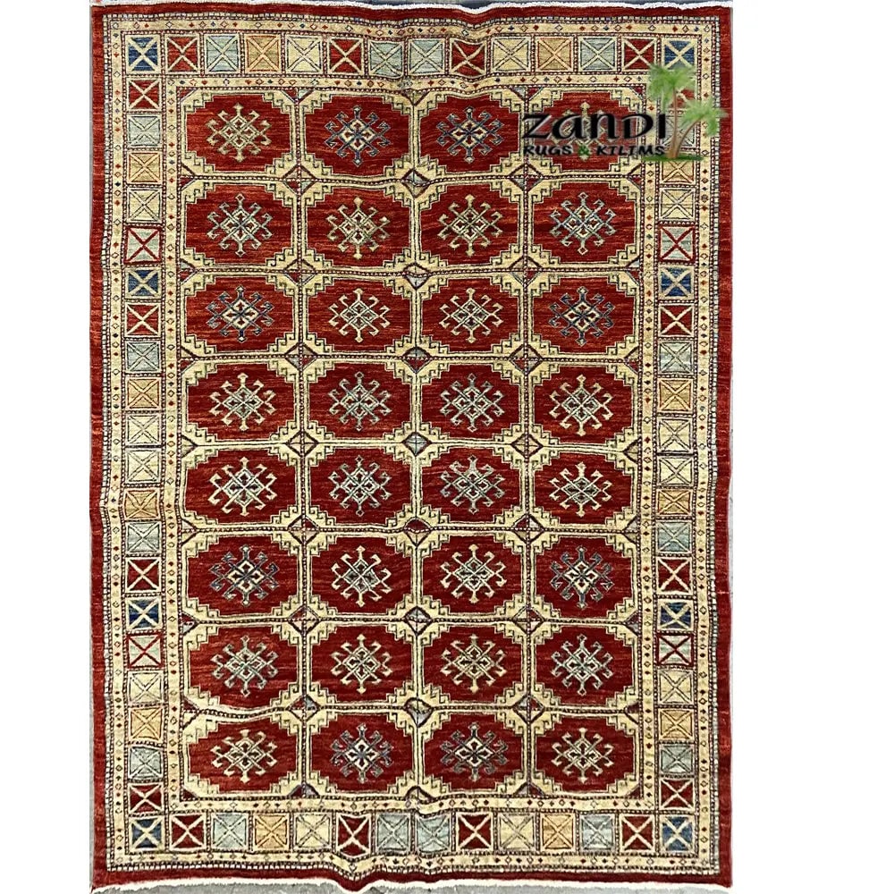 One Of The Kind Turkish Hand-Knotted Rug 6'0" x 8'8": ABC Rugs Kilims Collection Hand Knotted Turkish Rug Size 6'0X8'8 Abcz_Tk004 (Rr11509) (Cream, Red) Turkish rugs are among the rugs with the most diversity, both with respect to the type of weave, qual