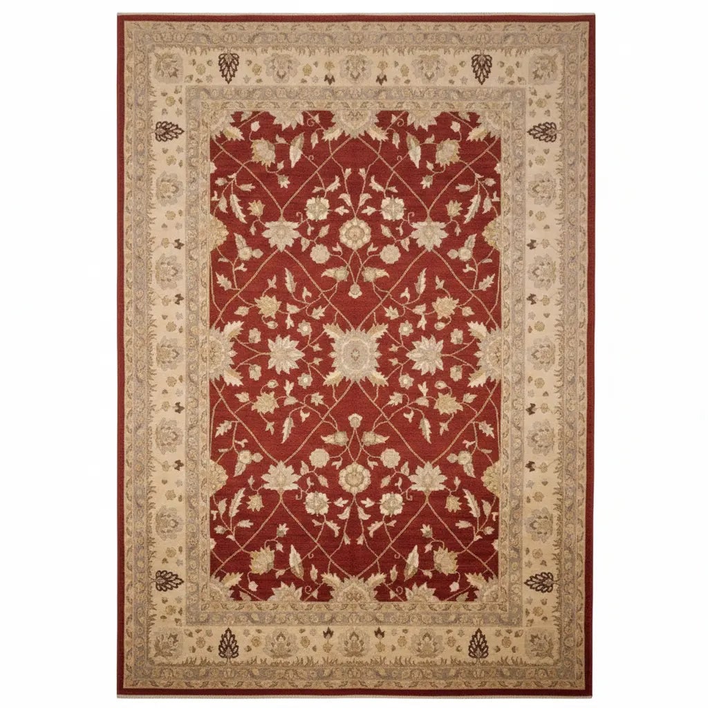 Hand Knotted One Of The Kind Peshawar And Khotan Rug 13'8" x 10' Pes_Kho_110: ABC Rugs Kilims Collection Hand Knotted Peshawar Wool Afghan Rug Size 13'8X10' (Gr15189) (Abcr01812A) (Red, Camel) Hand knotted and meticulously crafted by Afghan artisans, this stunning Afghan Hand K