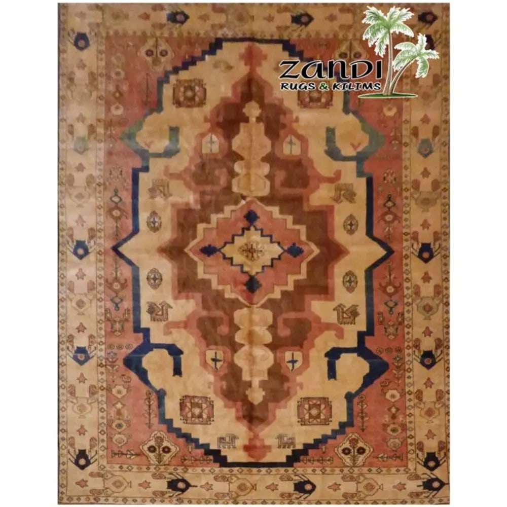 Hand Knotted One Of The Kind Peshawar And Khotan Rug 13' x 10' Pes_Kho_113: ABC Rugs Kilims Collection Hand Knotted Heriz Wool/Cotton Afghani Rug Size 13' X10' (Gr15937) (Abcr 15937) (Camel, Brown) Hand knotted and meticulously crafted by Afghan artisans, this stunning Afghan