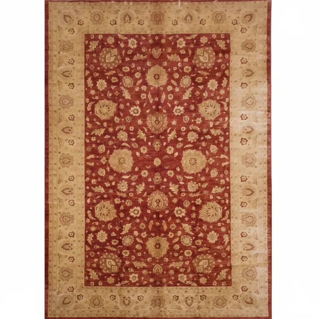 Hand Knotted One Of The Kind Peshawar And Khotan Rug 11'1"1 x 17'4" Pes_Kho_115: ABC Rugs Kilims Collection Hand Knotted Peshawar Wool Afghan Rug Size 11'11X17'4 (Gr15142) (Abcr15142) (Red, Camel) Hand knotted and meticulously crafted by Afghan artisans, this stunning Afghan Hand 