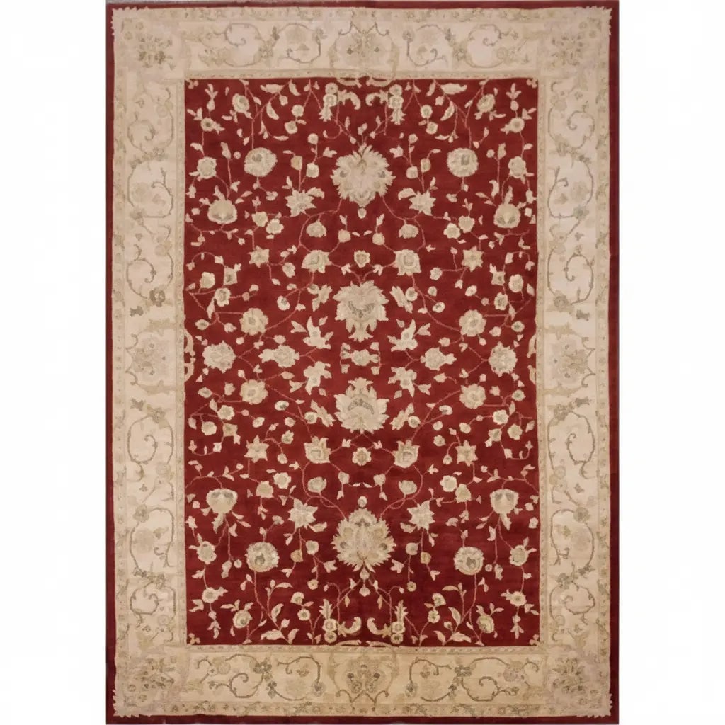 Hand Knotted One Of The Kind Peshawar And Khotan Rug 13'10" x 9'10" Pes_Kho_122: ABC Rugs Kilims Collection Hand Knotted Traditional Wool/ Cotton Afghan Rug Size 13'10X9'10 (Gr15946) (Abcr01800) (Red, Camel) Hand knotted and meticulously crafted by Afghan artisans, this stunning A