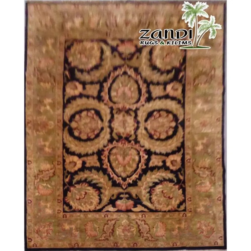 One Of The Kind Indian Hand-Knotted Rug 13'1"X9'10": ABC Rugs Kilims Collection Hand Knotted Traditional Wool/ Cotton Indian Rug Size 13'1X9'10 (Gr15999) (Abcr02736) (Black, Green) Hand knotted and meticulously crafted by Indian artisans, this stunning 