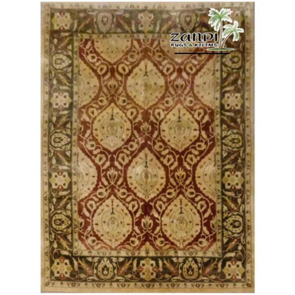 One Of The Kind Indian Hand-Knotted Rug 11'11"X9'0": ABC Rugs Kilims Collection Agra Hand Knotted Traditional Wool/ Cotton Indian Rug Size 11'11X9'0 (Gr15935) (Red, Green) Hand knotted and meticulously crafted by Indian artisans, this stunning Indian Ha