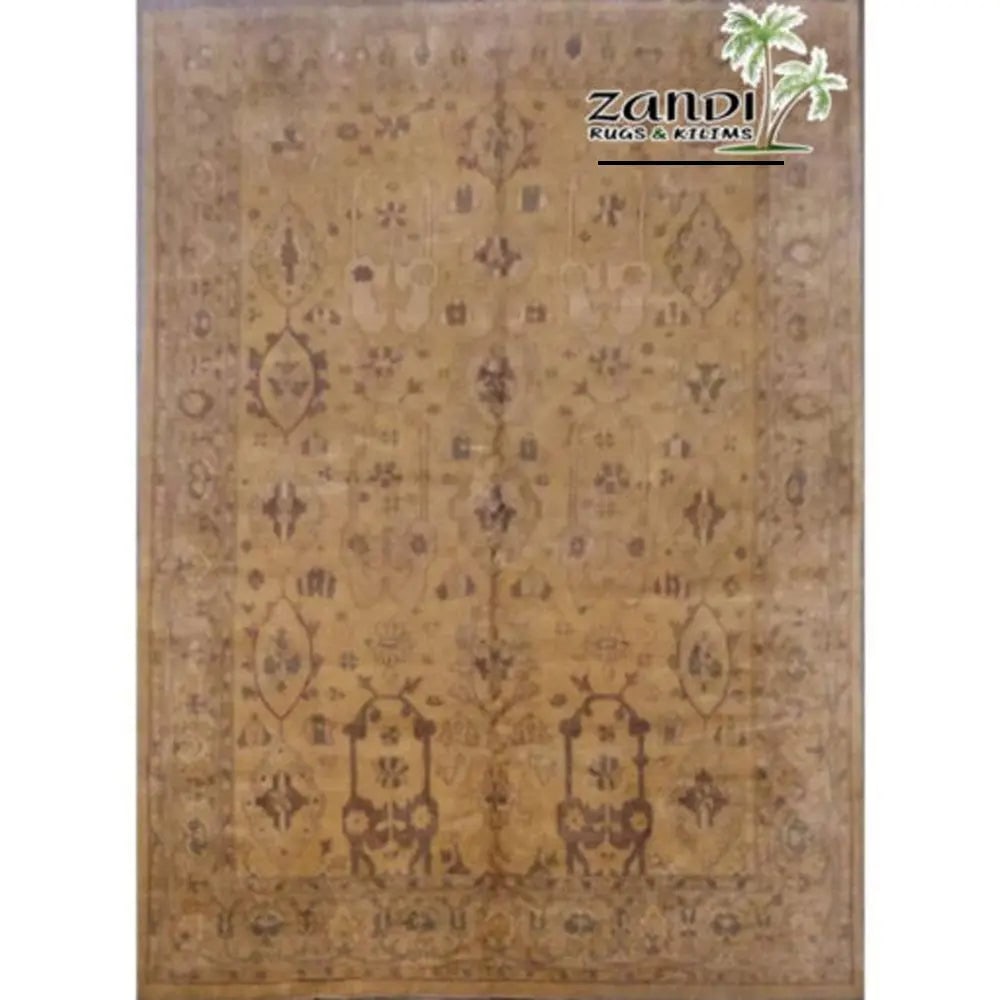 One Of The Kind Indian Hand-Knotted Rug 12'11"X9'10": ABC Rugs Kilims Collection Agra Hand Knotted Traditional Wool/ Cotton Indian Rug Size 12'12X9'10 (Gr15930) (Abcr15930) (Brown) Hand knotted and meticulously crafted by Indian artisans, this stunning I