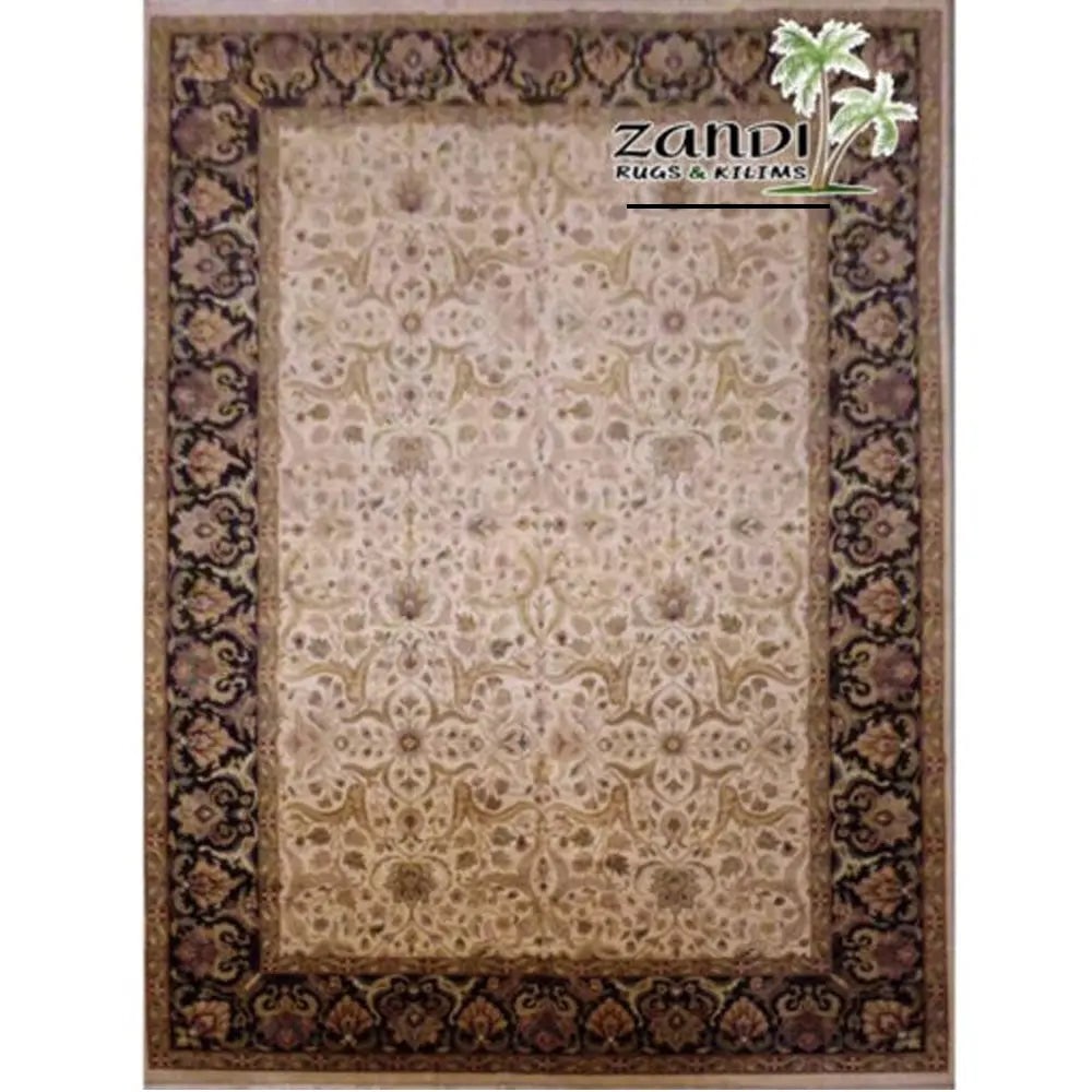 One Of The Kind Indian Hand-Knotted Rug 19'0"X12'0": ABC Rugs Kilims Collection Hand Knotted Floral Vegetable Dye Wool Indian Rug Size 19'0X12'0 (Gr15939) (Abcr3617) (Cream, Brown) Hand knotted and meticulously crafted by Indian artisans, this stunning 