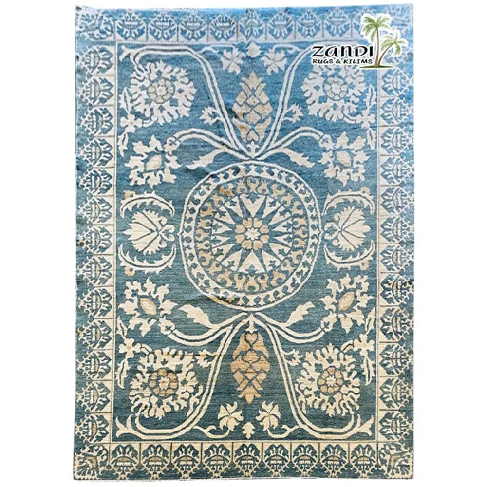 Hand Knotted One Of The Kind Peshawar And Khotan Rug 9'3" x 12'4" Pes_Kho_147: ABC Rugs Kilims Collection Hand Made Afghani Khotan Rug Size 9'3X12'4 Gr10180 (Abcr2857) (Blue) Hand knotted and meticulously crafted by Afghan artisans, this stunning Afghani Rug Hand Knotted Area Ru