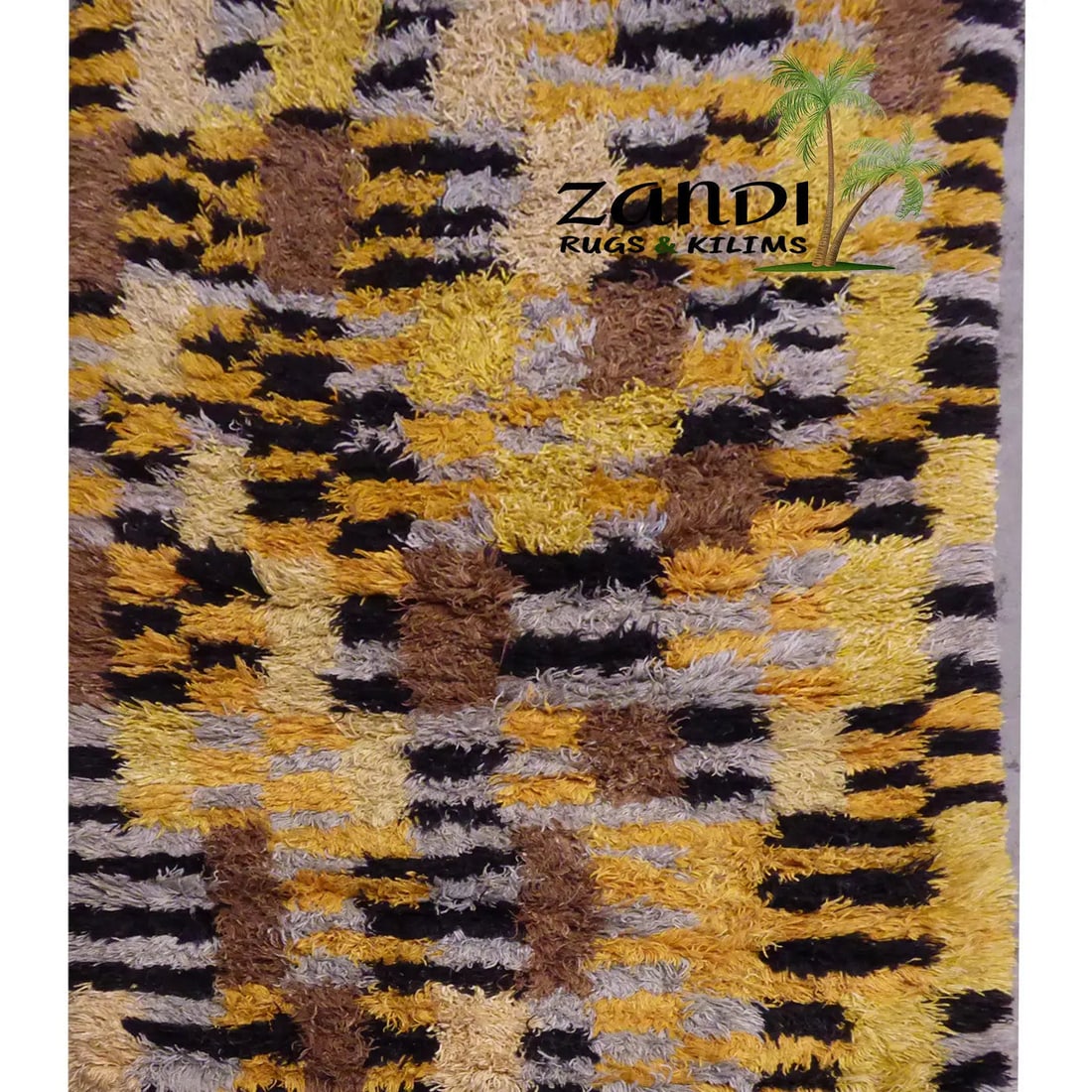 One Of The Kind Indian Hand Knotted Shaggy Rug 4' x 5'10": ABC Rugs Kilims Collection Indian Shaggy Design Hand Knotted Wool/Cotton Rug Size 4'X 5'10 Gr16077 Abcr0020735 The shaggy collection is a super thick and heavy blend of wool, viscose, and cotton in a 