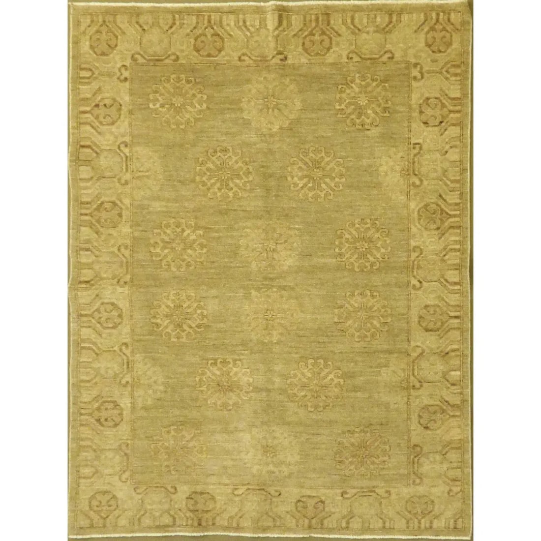 Hand Knotted One Of The Kind Peshawar And Khotan Rug 4'8" x 6'9" Pes_Kho_188: ABC Rugs Kilims Collection Unique Super Soft Hand-Knotted Afghani Modern Area Rug Made With Natural New Zealand Wools, Amp And Cotton 4'8 X 6'9 (Abcr04517) (Cream, Camel) Hand knotted and meticulously