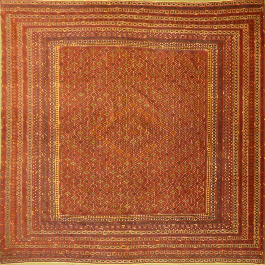 One Of The Kind Afghani Khotan Rug 11'6" x 10'0": ABC Rugs Kilims Collection Unique Super Soft Hand-Knotted Afghani Modern Area Rug Made With Natural New Zealand Wools, Amp And Cotton 11'6 X 10'0 (Abcr04508) (Red, Brown) Hand knotted and meticulously