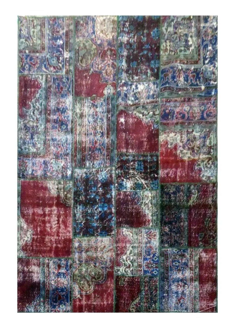 One Of The Kind Turkish Hand-Knotted Rug 8'0" x 5'10": ABC Rugs Kilims Collection Turkish Hand-Knotted 100% Natural Wool Rug 8'0'' X 5'10'' (Abc020742) (Red, Blue) Turkish rugs are among the rugs with the most diversity, both with respect to the type of w
