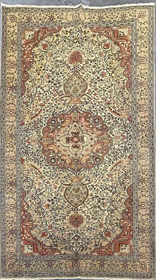 One Of The Kind Turkish Hand-Knotted Rug 7'7" x 9'7": ABC Rugs Kilims Collection Turkish Traditional Style Hand-Knotted Natural Wool And Silk Rug 7'7'' X 9'7 (Abcr04231) (Camel, Brown) Turkish rugs are among the rugs with the most diversity, both with re
