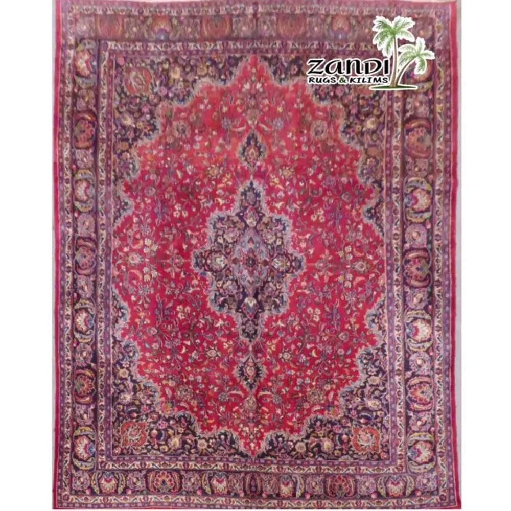 One Of The Kind Persian Mashad Rug 12'4" x 9'1": ABC Rugs Kilims Collection Hand Knotted Mashad Wool/Cotton Iran Rug Size 12'4"X9'1" Rr10073 Abcr10073 Hand knotted and meticulously crafted by Persian artisans, this stunning Persian Hand Knotted Area
