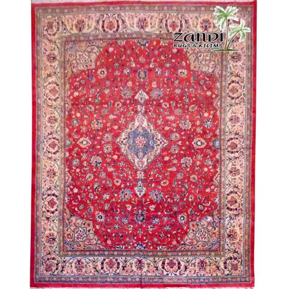 One Of The Kind Persian Tabriz Rug 13'0" x 9'8": ABC Rugs Kilims Collection Hand Knotted Medallion Red Wool Persian Rug Size 13'0"X9'8" (Rr11161) Abcr02913A Hand knotted and meticulously crafted by Persian artisans, this stunning Persian Hand Knotte