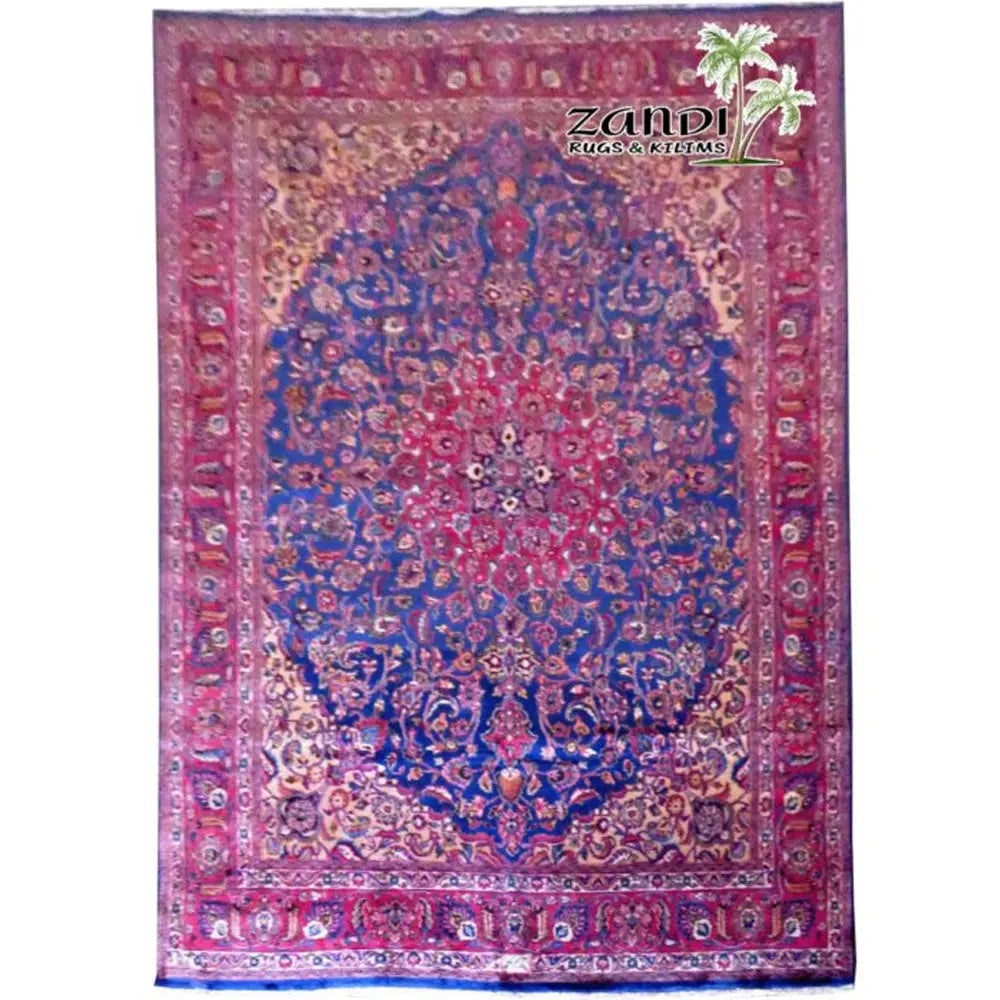 One Of The Kind Persian Tabriz Rug 12'10" x 9'4": ABC Rugs Kilims Collection Hand Knotted Medallion Blue Wool Persian Rug Size 12'10"X9'4" (Rr11172) Abcr02899A Hand knotted and meticulously crafted by Persian artisans, this stunning Persian Hand Knot