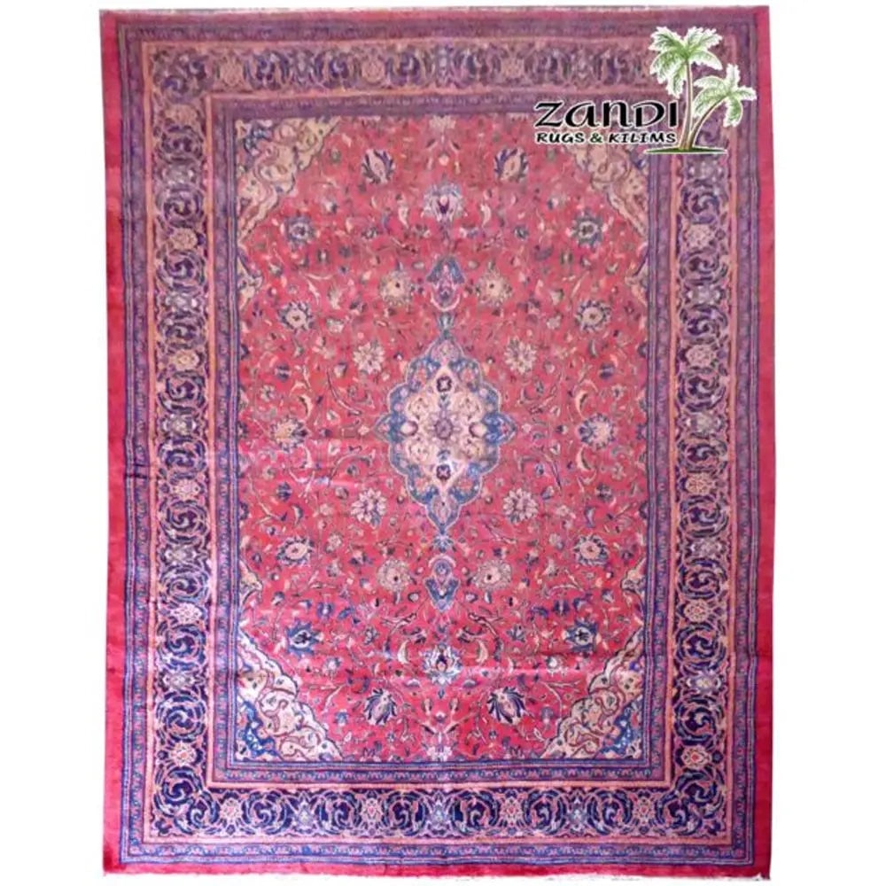One Of The Kind Persian Tabriz Rug 12'11" x 9'8": ABC Rugs Kilims Collection Hand Knotted Medallion Red/Blue Wool Persian Rug Size 12'11"X9'8" (Rr11145) Abcr02200A Hand knotted and meticulously crafted by Persian artisans, this stunning Persian Hand 