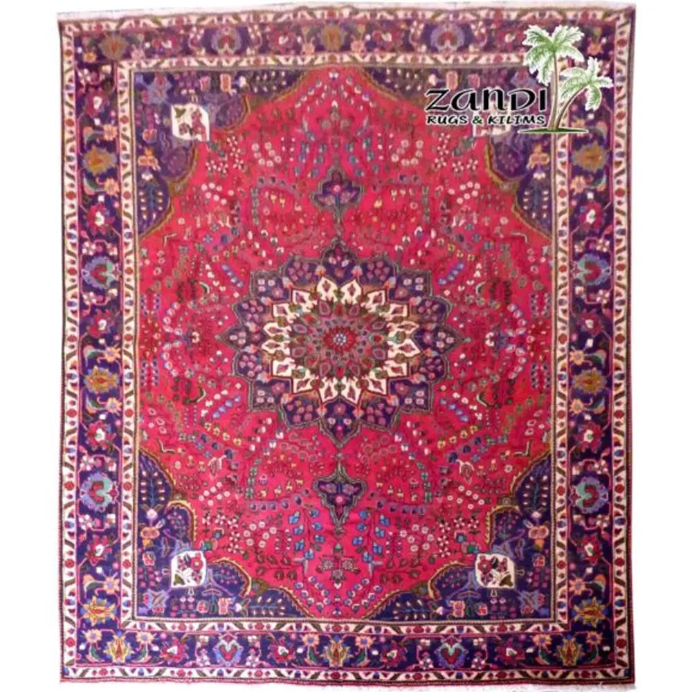 One Of The Kind Persian Tabriz Rug 12'6" x 9'8": ABC Rugs Kilims Collection Hand Knotted Medallion Red Wool Persian Rug Size 12'60"X9'8" (Rr11190) Abcr02764A Hand knotted and meticulously crafted by Persian artisans, this stunning Persian Hand Knott