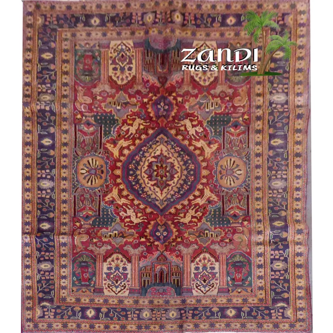 One Of The Kind Persian Mashad Rug 9'10" x 6'3": ABC Rugs Kilims Collection Persian Mashad Design Hand Knotted Wool/Cotton 9'10"X 6'3" Rr11233 Hand knotted and meticulously crafted by Persian artisans, this stunning Hand Knotted Area Rug will invite