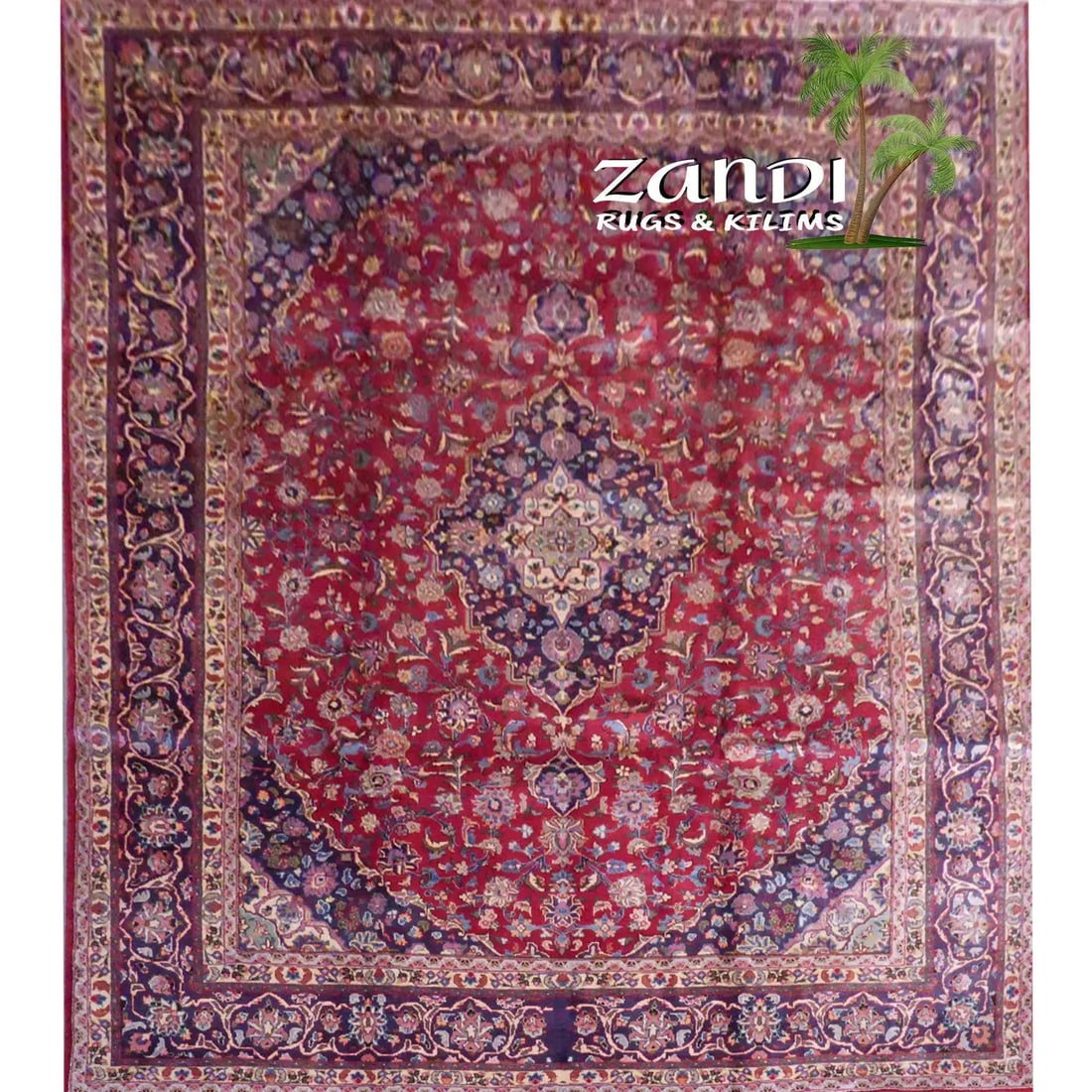 One Of The Kind Persian Mashad Rug 12'8" x 9'7": ABC Rugs Kilims Collection Persian Mashad Traditional Design Hand Knotted Wool/Cotton 12'8"X 9'7" Rr11229 Hand knotted and meticulously crafted by Persian artisans, this stunning Hand Knotted Area Rug