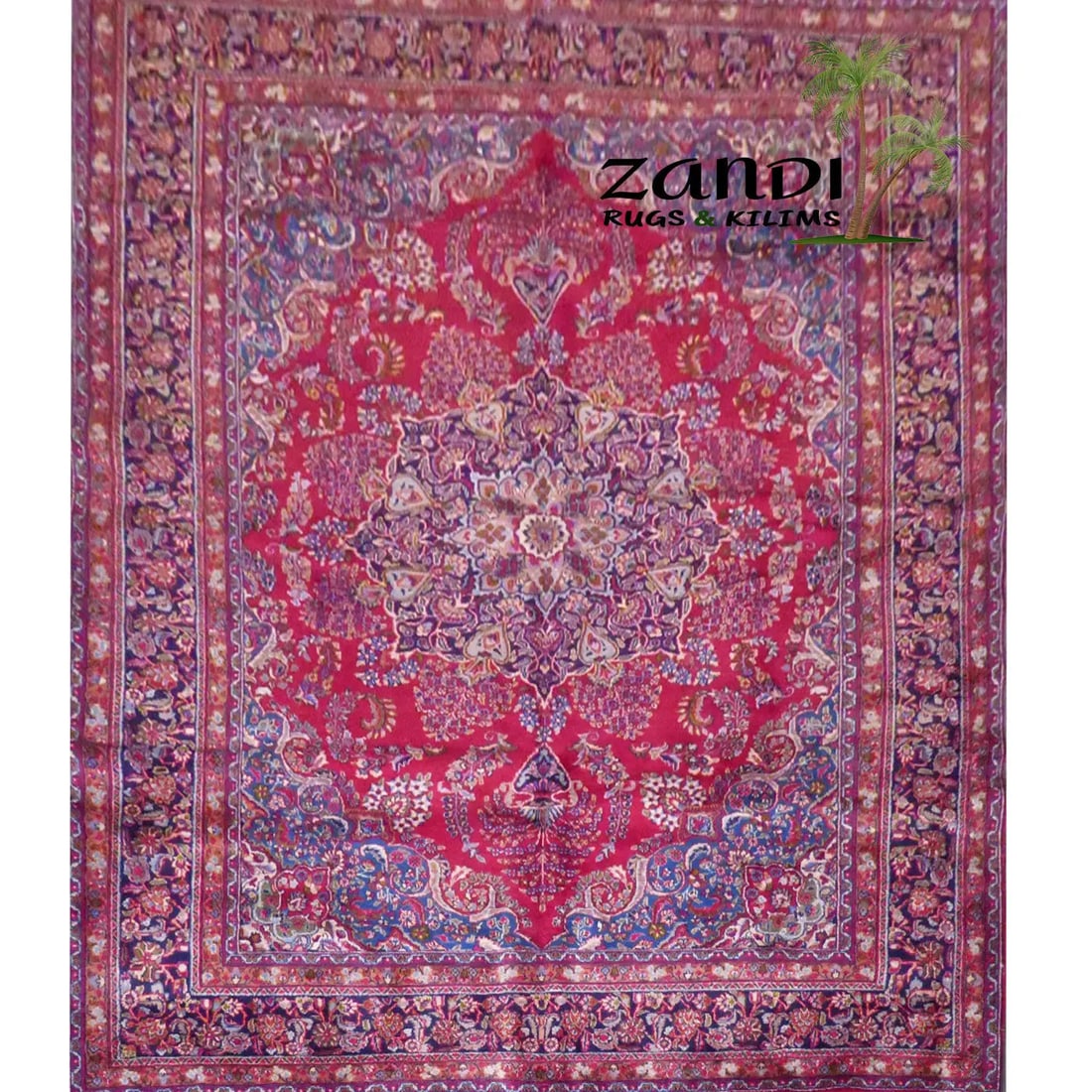 One Of The Kind Persian Mashad Rug 13' x 10': ABC Rugs Kilims Collection Persian Mashad Traditional Design Hand Knotted Wool/Cotton 13'X 10' Rr11129 Hand knotted and meticulously crafted by Persian artisans, this stunning Hand Knotted Area Rug wi