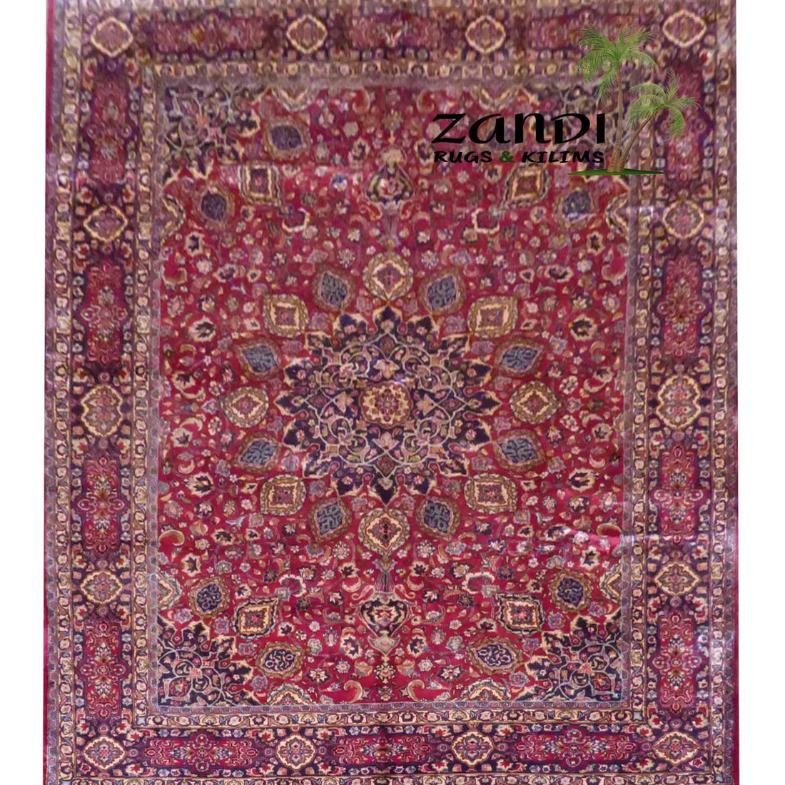 One Of The Kind Persian Mashad Rug 12'9" x 9'8": ABC Rugs Kilims Collection Persian Mashad Design Hand Knotted Wool/Cotton 12'9"X 9'8" Rr11170 Hand knotted and meticulously crafted by Persian artisans, this stunning Hand Knotted Area Rug will invite