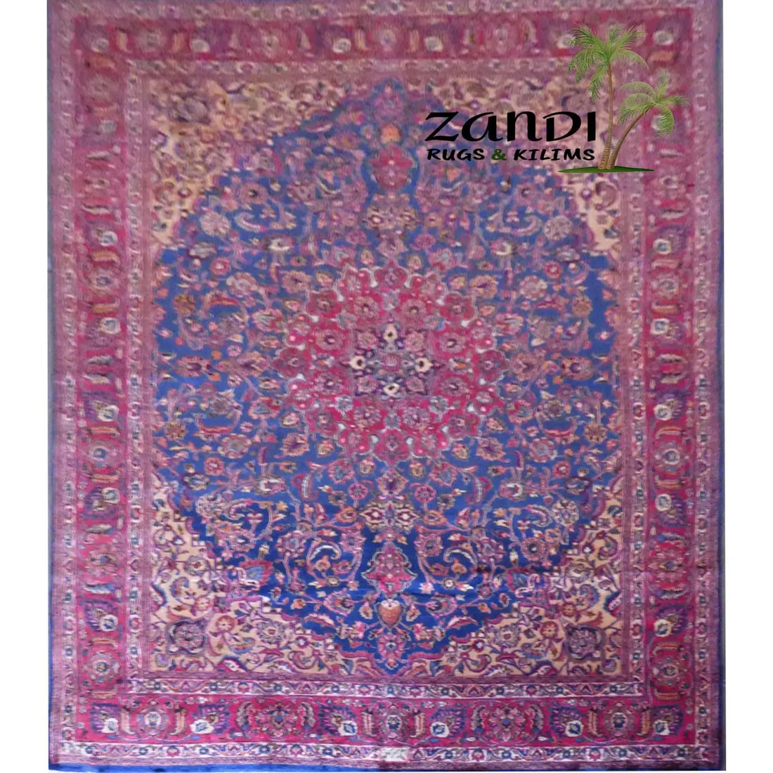 One Of The Kind Persian Mashad Rug 12'10" x 9'4": ABC Rugs Kilims Collection Persian Mashad Tranditional Design Hand Knotted Wool/Cotton 12'10"X 9'4" Rr11172 Hand knotted and meticulously crafted by Persian artisans, this stunning Hand Knotted Area R