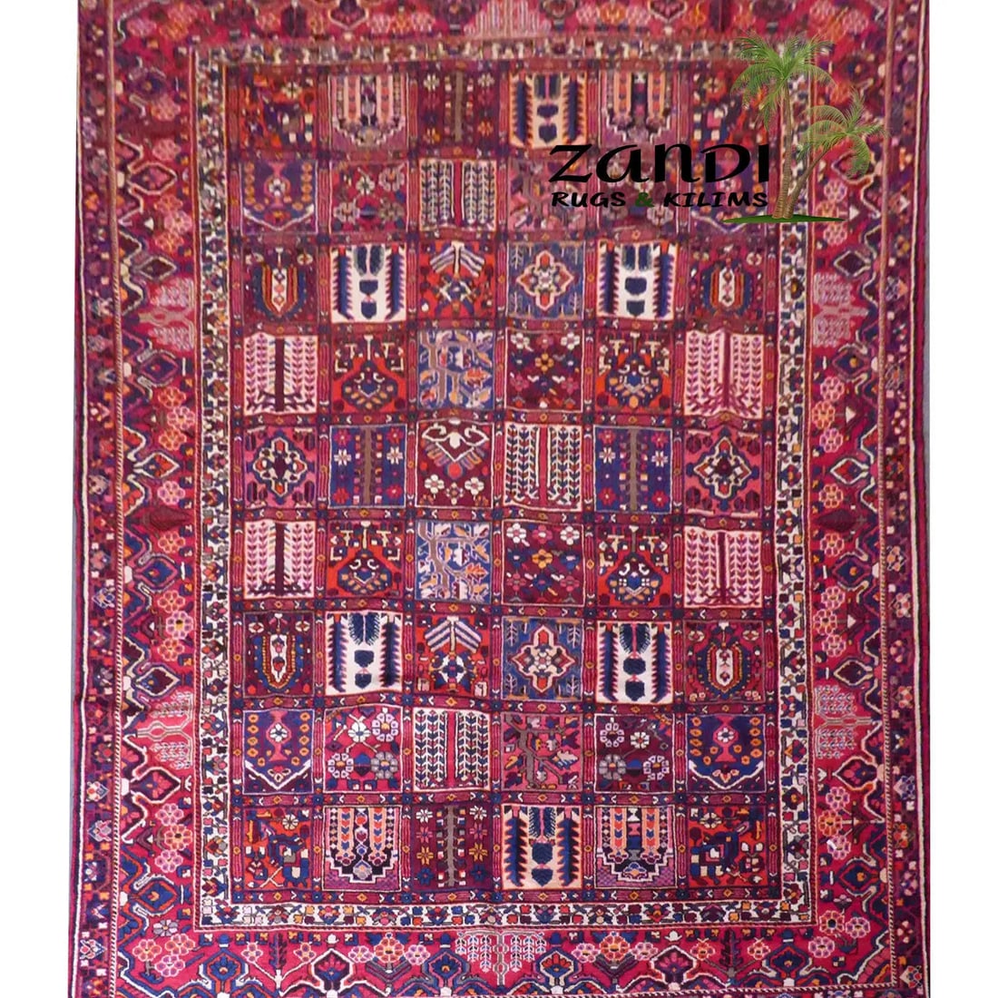 One Of The Kind Persian Bakhtiar Rug 12'4" x 9'8": ABC Rugs Kilims Collection Persian Bakhtiar Floral Design Hand Knotted Wool/Cotton 12'4"X 9'8" Rr11181 Hand knotted and meticulously crafted by Persian artisans, this stunning Hand Knotted Area Rug wi
