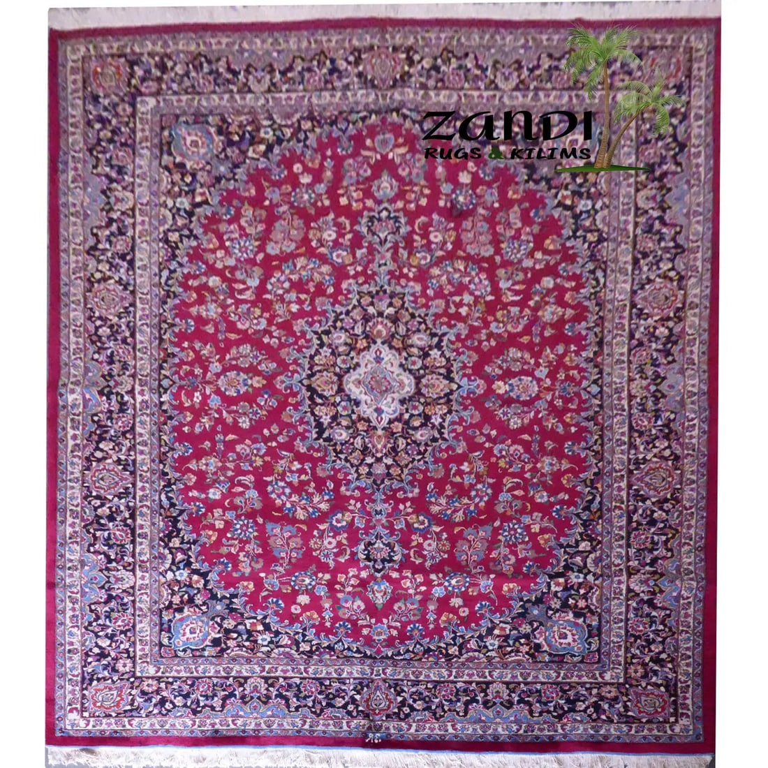 One Of The Kind Persian Mashad Rug 12'11" x 9'8": ABC Rugs Kilims Collection Persian Mashad Design Hand Knotted Wool/Cotton 12'11"X 9'8" Rr11186 Hand knotted and meticulously crafted by Persian artisans, this stunning Hand Knotted Area Rug will invit