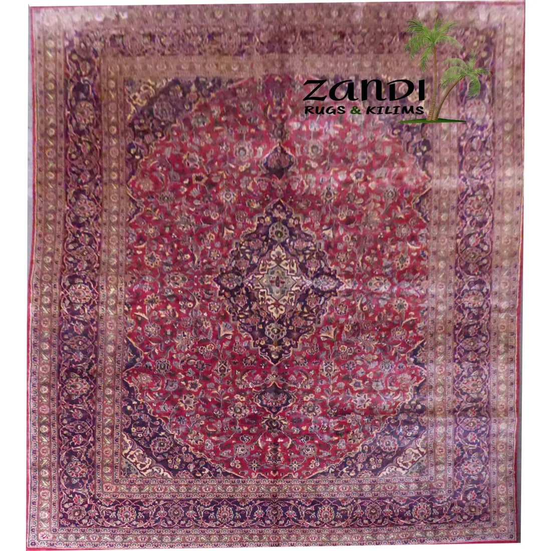 One Of The Kind Persian Mashad Rug 13' x 9'4": ABC Rugs Kilims Collection Persian Mashad Design Hand Knotted Wool/Cotton 13'X 9'4" Rr11134 Hand knotted and meticulously crafted by Persian artisans, this stunning Hand Knotted Area Rug will invite q