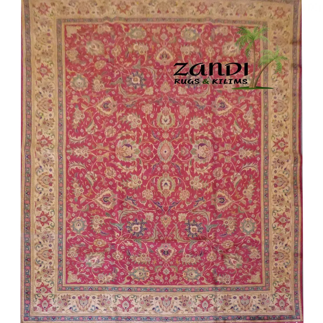 One Of The Kind Persian Tabriz Rug 12'6" x 9'5": ABC Rugs Kilims Collection Persian Tabriz Hand Knotted Woolen Cotton 12'6"X 9'5" Rr10538 Hand knotted and meticulously crafted by Persian artisans, this stunning Hand Knotted Area Rug will invite qual