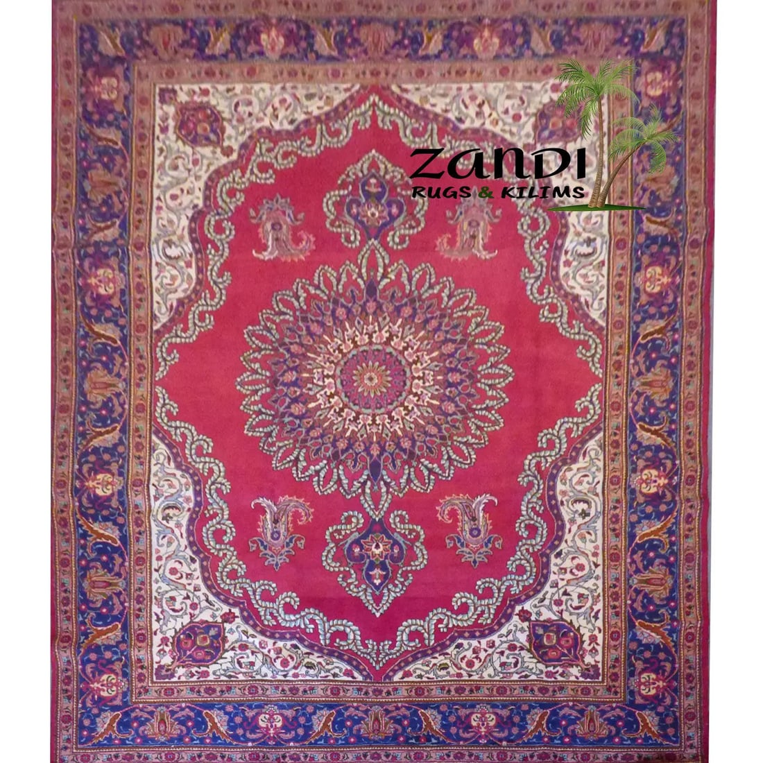One Of The Kind Persian Tabriz Rug 13'4" x 9'8": ABC Rugs Kilims Collection Persian Tabriz Hand Knotted Woolen Cotton 13'4"X 9'8" Hand knotted and meticulously crafted by Persian artisans, this stunning Hand Knotted Area Rug will invite quality and 