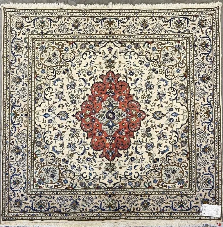 One Of The Kind Persian Yazd Rug 6'8" x 6'7": ABC Rugs Kilims Collection Persian Yazd Traditional Style Hand-Knotted Natural Wool And Cotton Rug 6'8'' X 6'7" Abcr02896 Hand knotted and meticulously crafted by Persian artisans, this stunning Hand 