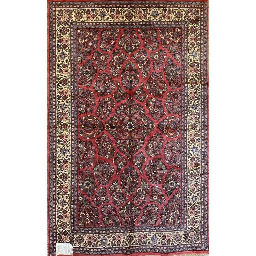 One Of The Kind Persian Sarough Rug 8'4" x 5'6": ABC Rugs Kilims Collection Persian Sarough Traditional Style Hand-Knotted Natural Wool And Cotton Rug 8'4'' X 5'6" Abcr02871 Hand knotted and meticulously crafted by Persian artisans, this stunning Ha
