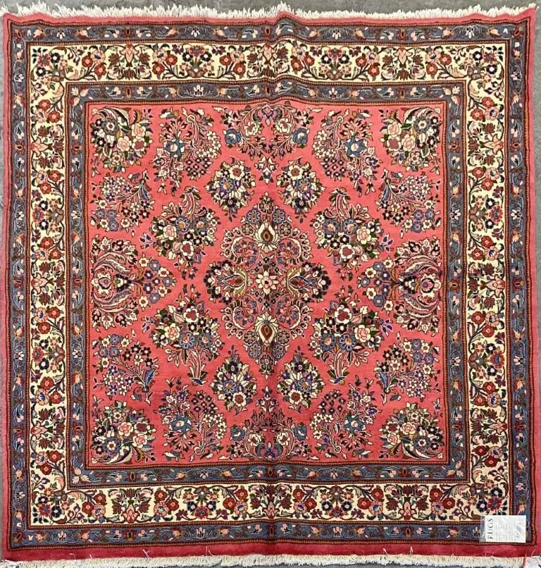 One Of The Kind Persian Sarough Rug 7'0" x 7'11": ABC Rugs Kilims Collection Persian Sarough Traditional Style Hand-Knotted Natural Wool And Cotton Rug 7'0" X 7'11" Abcr02872 Hand knotted and meticulously crafted by Persian artisans, this stunning Ha