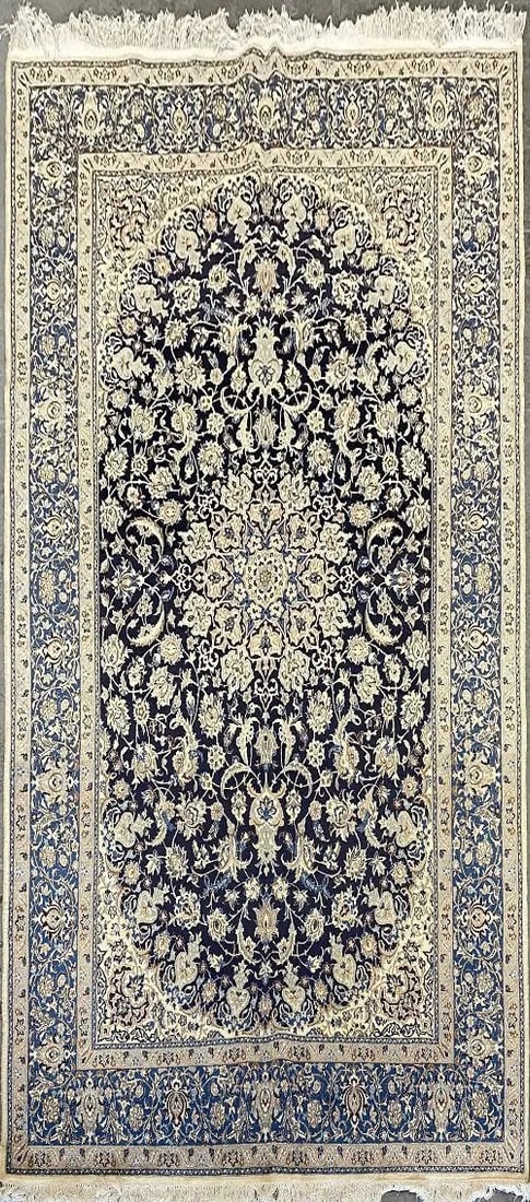 One Of The Kind Persian Nain Rug 9'8" x 5'4": ABC Rugs Kilims Collection Persian Nain Traditional Style Hand-Knotted Natural Wool And Silk Rug 9'8" X 5'4" Abcr1 Hand knotted and meticulously crafted by Persian artisans, this stunning Hand Knotted