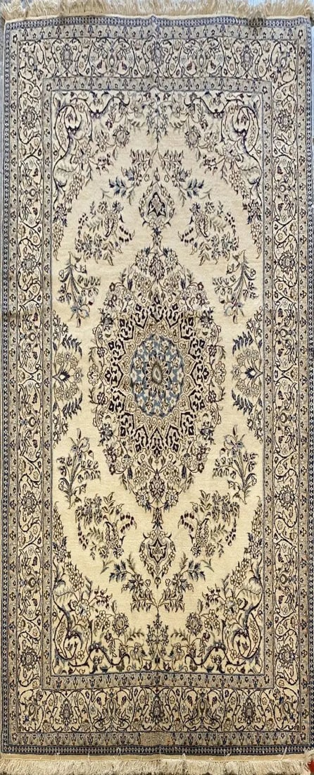 One Of The Kind Persian Nain Rug 8' x 5': ABC Rugs Kilims Collection Persian Nain Traditional Style Hand-Knotted Natural Wool And Silk Rug 8' X 5' Abcr02426 Hand knotted and meticulously crafted by Persian artisans, this stunning Hand Knotted