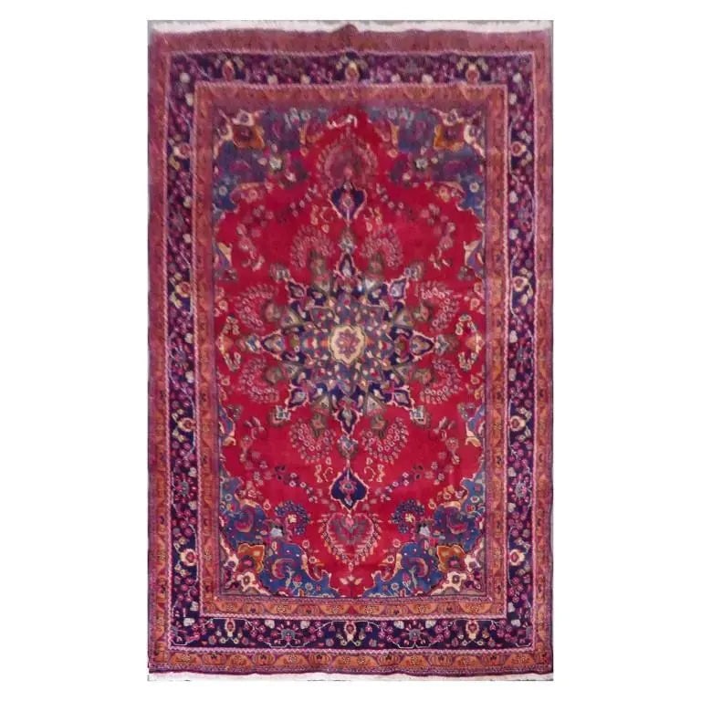 One Of The Kind Persian Mashad Rug 9'6" x 6'6": ABC Rugs Kilims Collection Persian Mashad Traditional Style Hand-Knotted Natural Wool Rug 9'6'' X 6'6'' Abcr02157 Hand knotted and meticulously crafted by Persian artisans, this stunning Hand Knotted 