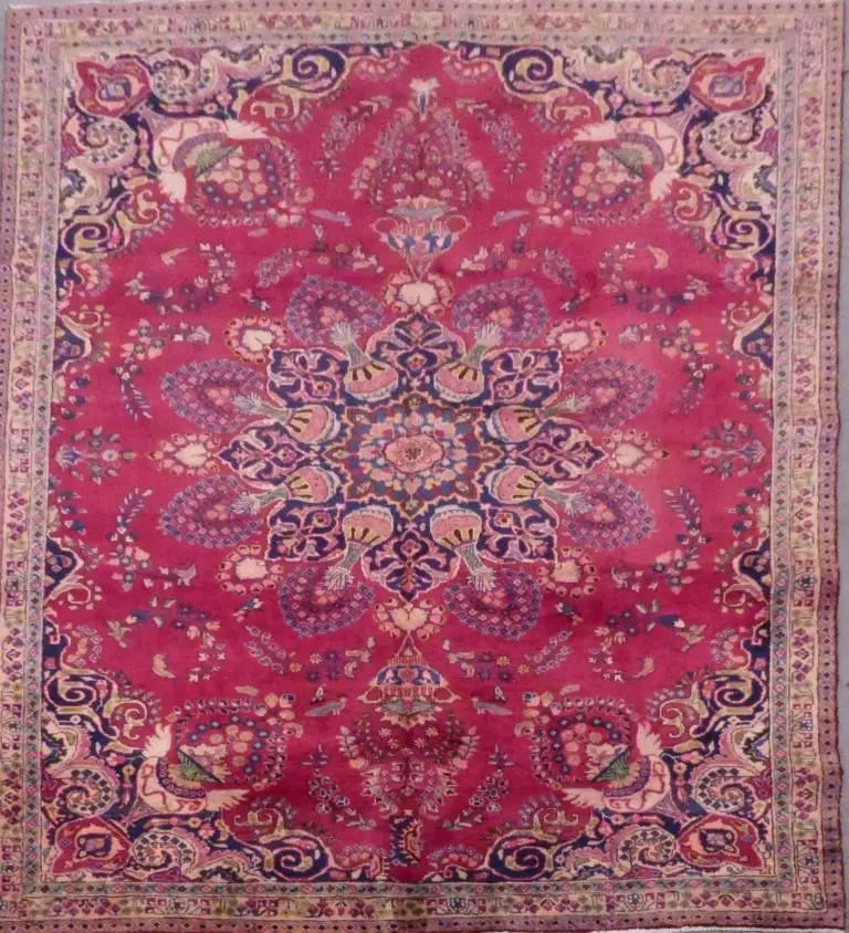 One Of The Kind Persian Mashad Rug 10'0" x 7'3": ABC Rugs Kilims Collection Persian Mashad Hand-Knotted Rug Made With Natural Wool & Cotton 10'0'' X 7'3" Abc142 Hand knotted and meticulously crafted by Persian artisans, this stunning Hand Knotte