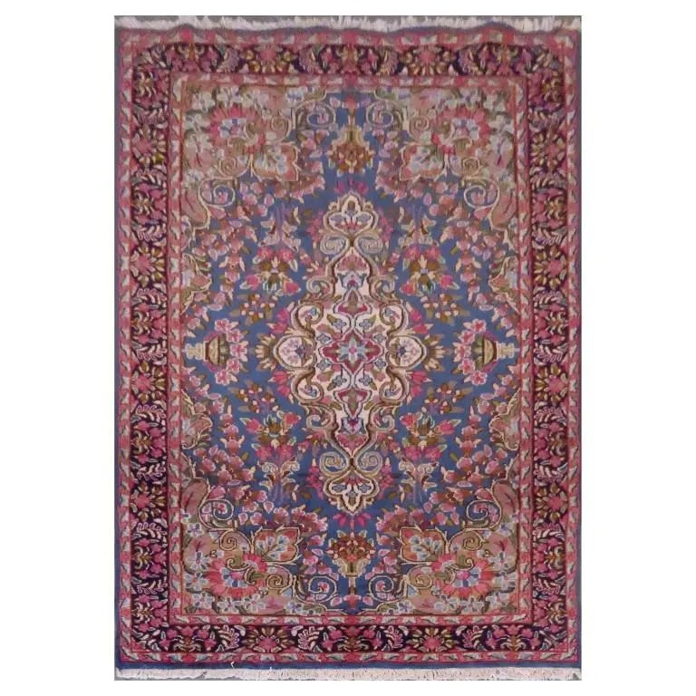 One Of The Kind Persian Kerman Rug 4'11" x 7'11": ABC Rugs Kilims Collection Persian Kerman Traditional Style Hand-Knotted Natural Wool And Cotton Rug For Indoor Area 4'11'' X 7'11'' Abcr0219 Hand knotted and meticulously crafted by Persian artisans,