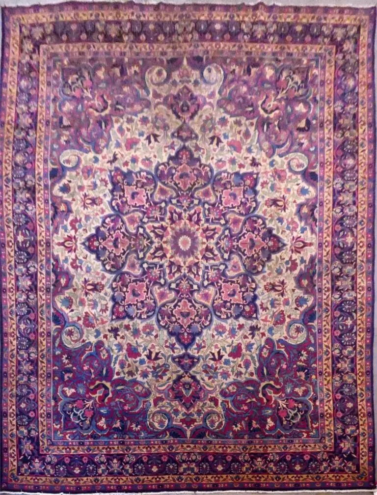 One Of The Kind Persian Kerman Rug 13'10" x 9'9": ABC Rugs Kilims Collection Persian Kerman Hand-Knotted Natural Wool Rug From Iran 13'10'' X 9'9'' Abcr1463 Hand knotted and meticulously crafted by Persian artisans, this stunning Hand Knotted Area Ru