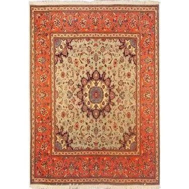 One Of The Kind Persian Yazd Rug 6'5" x 6'4": ABC Rugs Kilims Collection Authentic Persian Rug Yazd Traditional Style Hand-Knotted Indoor Area Rug With Natural Wool And Cotton 6'5" X 6'4" Abcr02894 Hand knotted and meticulously crafted by Persian